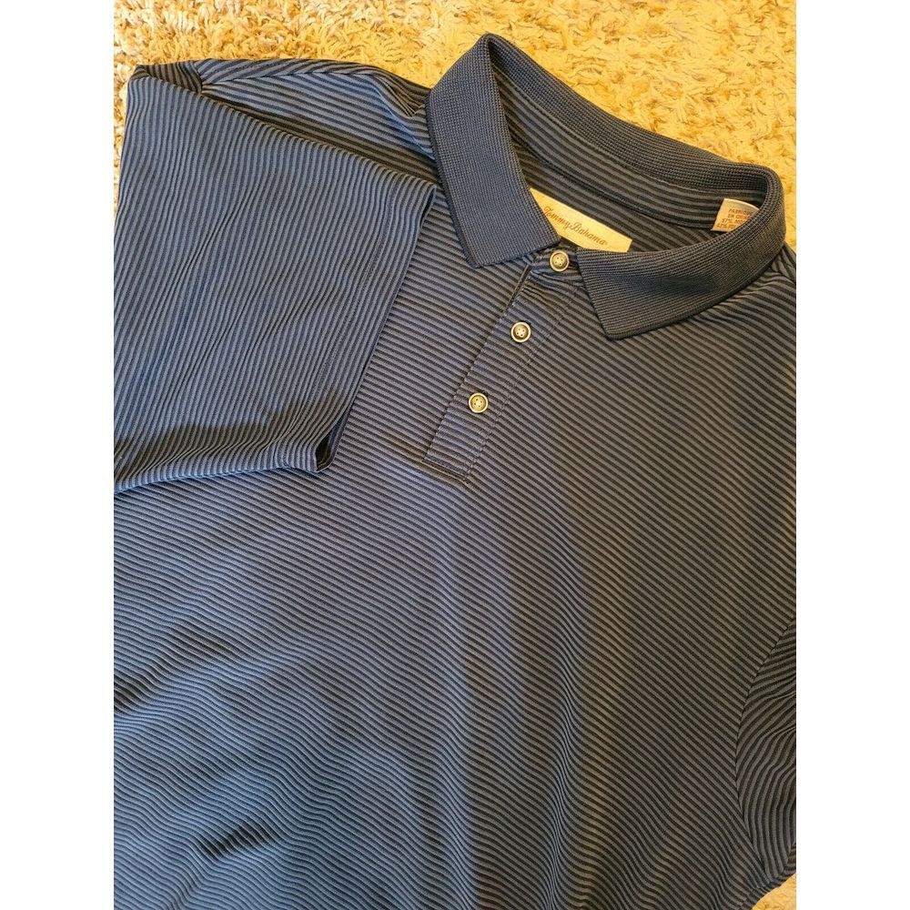 Tommy Bahama Striped Polo Shirt Golf Casual‎ Short Sleeve Blue Size L